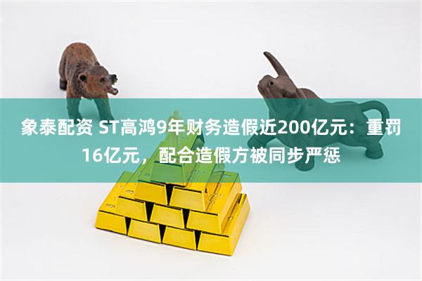 象泰配资 ST高鸿9年财务造假近200亿元：重罚16亿元，配合造假方被同步严惩
