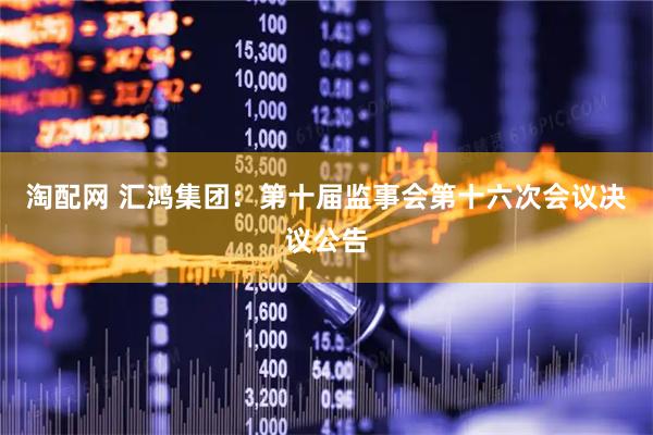 淘配网 汇鸿集团：第十届监事会第十六次会议决议公告